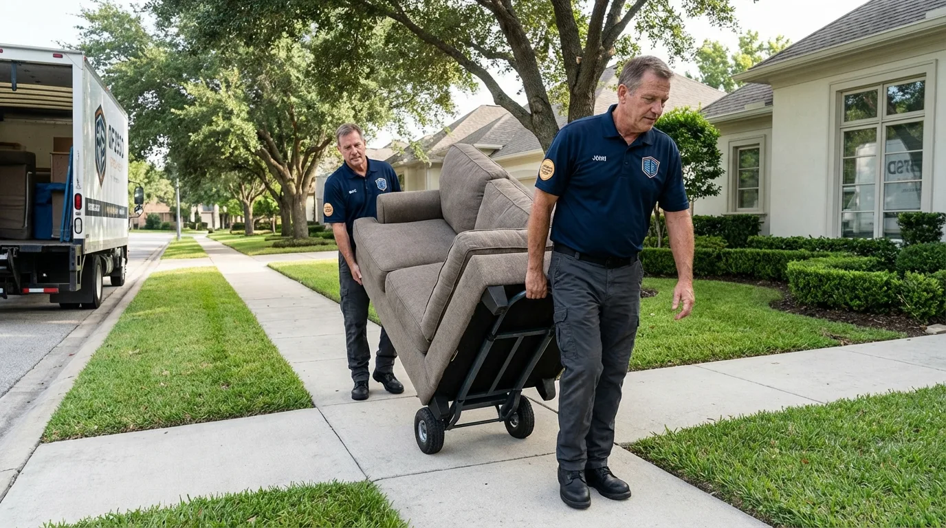 Local residential moving crew loading furniture in Hidden Valley Lake, CA